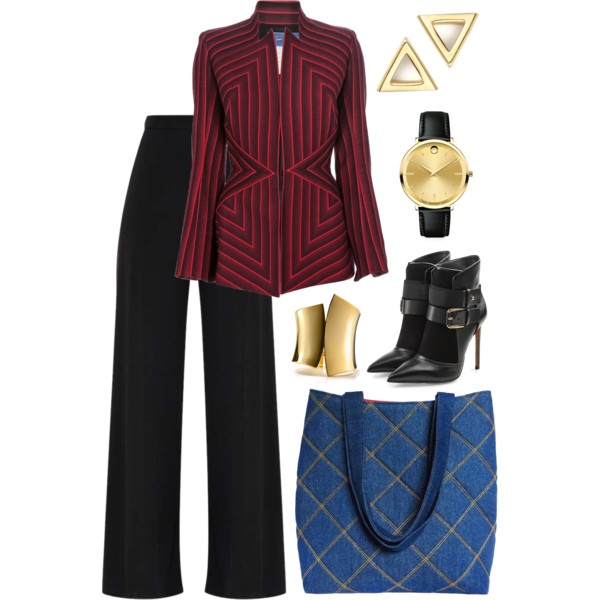 the anjelica tote from Holland Cox with a striped blazer