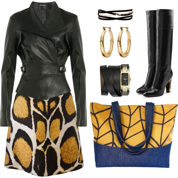 Holland Cox tote with leather and leopard print