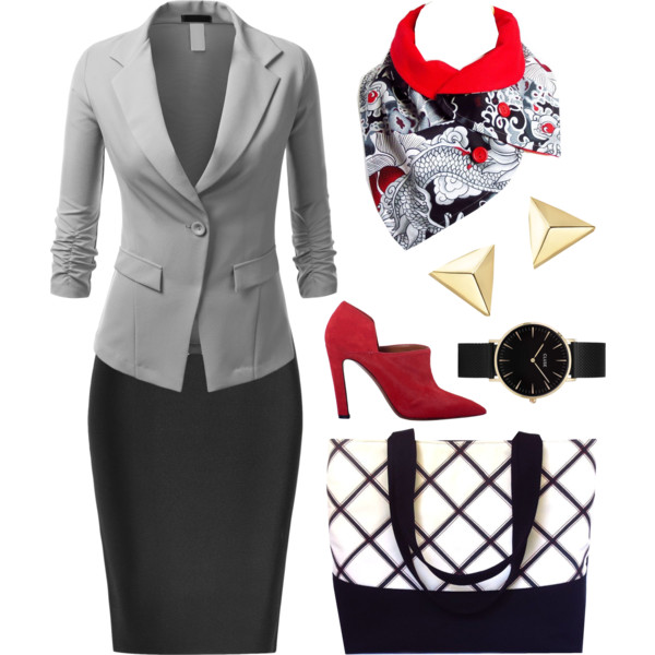 dragon print button scarf from Holland Cox upgrades a plain office outfit