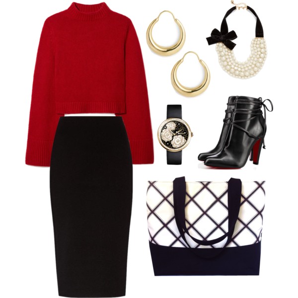 the moira tote from Holland Cox with a red sweater