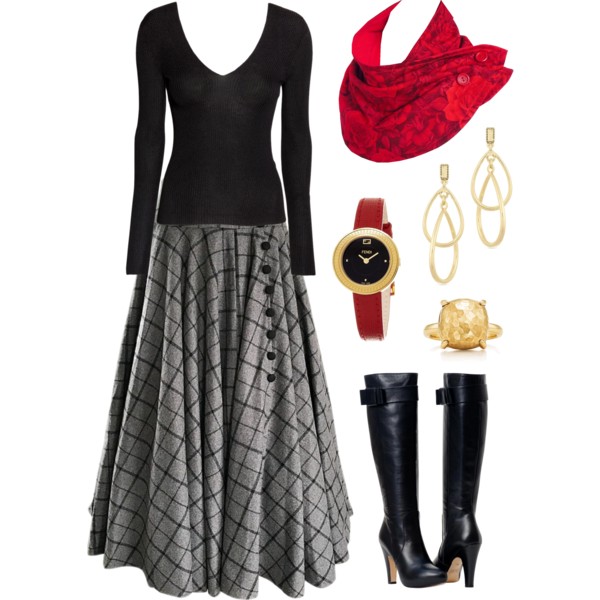 the rosetta scarf from Holland Cox with a maxi skirt