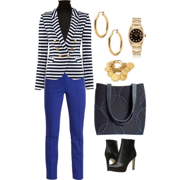 the sofia tote from Holland Cox with bright blue pants