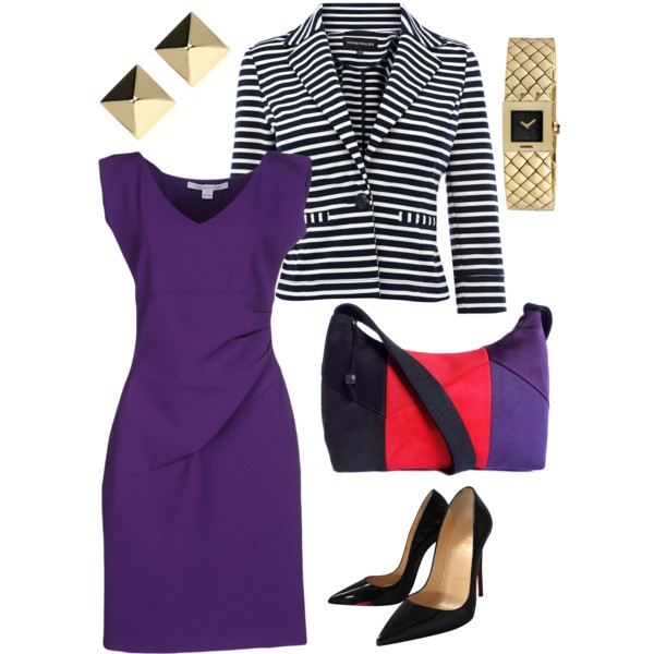 the trinity bag from Holland Cox with a striped blazer