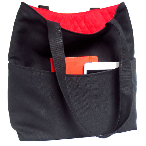 back of the 517 tote from Holland Cox, with a deep, wide pocket