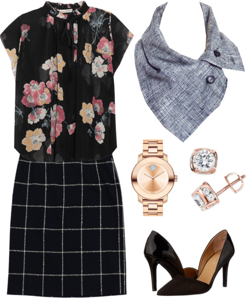 the aida button scarf from Holland Cox with your favorite office outfit