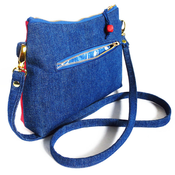 back zipper lined in contrasting fabric on the persephone crossbody bag from Holland Cox