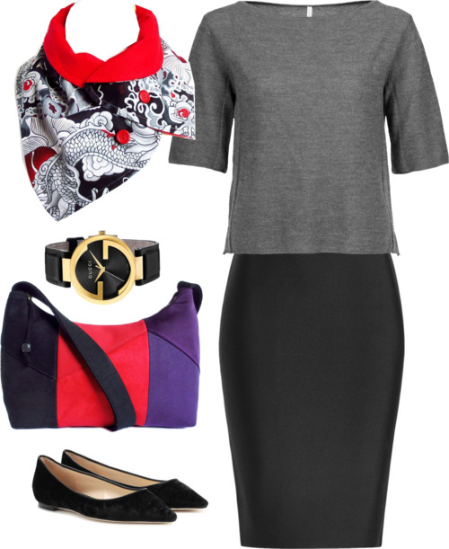 upgrade your plain black and gray outfits with a dragon print button scarf
