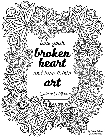 Carrie Fisher quote mandala coloring page