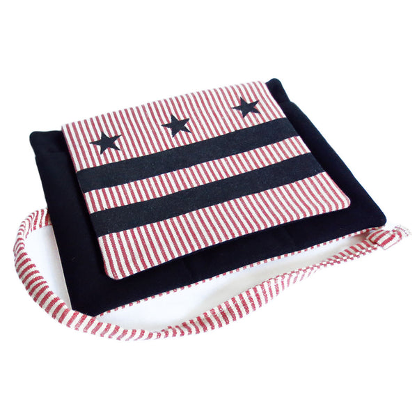 fabric watch roll from Holland Cox features the DC flag in black 