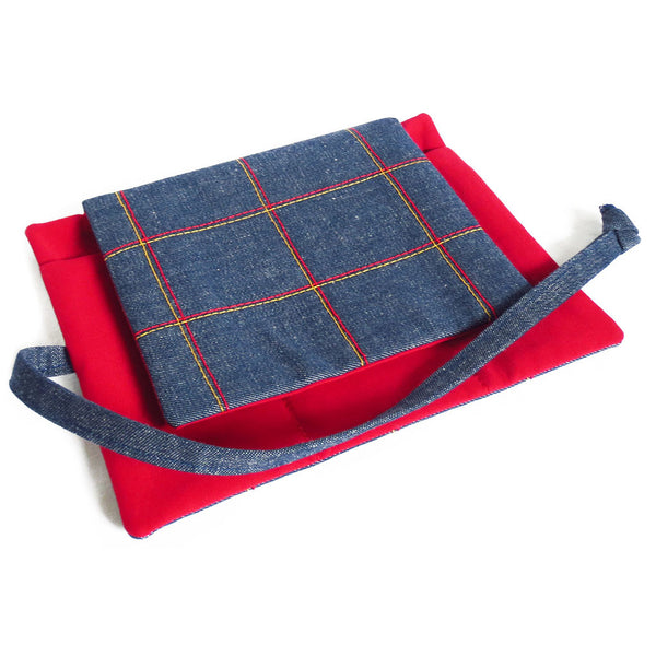 The Holland Cox watch roll in vintage denim and red twill